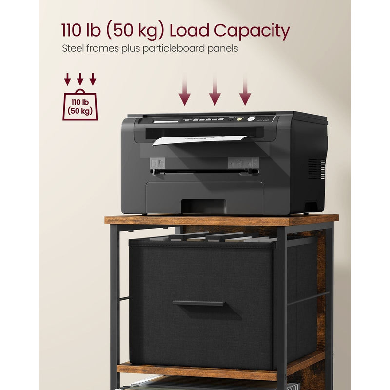 Vasagle Filing Cabinet 2 Drawer, Rustic Brown and Black For Home Office