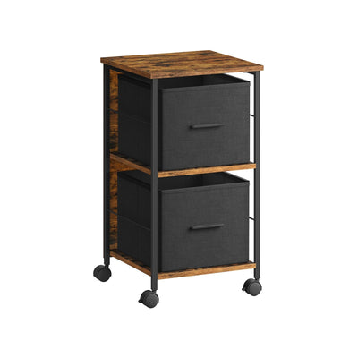 Vasagle Filing Cabinet 2 Drawer, Rustic Brown and Black For Home Office