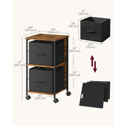Vasagle Filing Cabinet 2 Drawer, Rustic Brown and Black For Home Office
