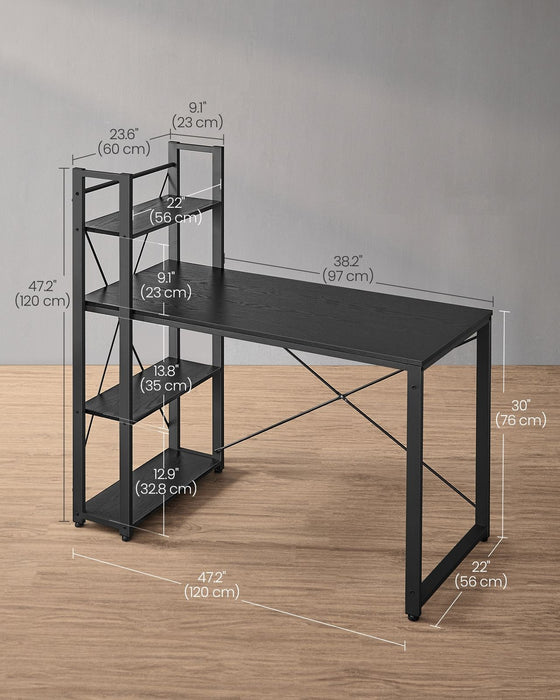 Vasagle Black Computer Desk With Shelves