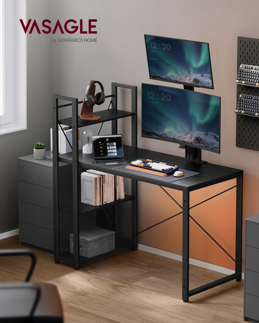 Vasagle Black Computer Desk With Shelves