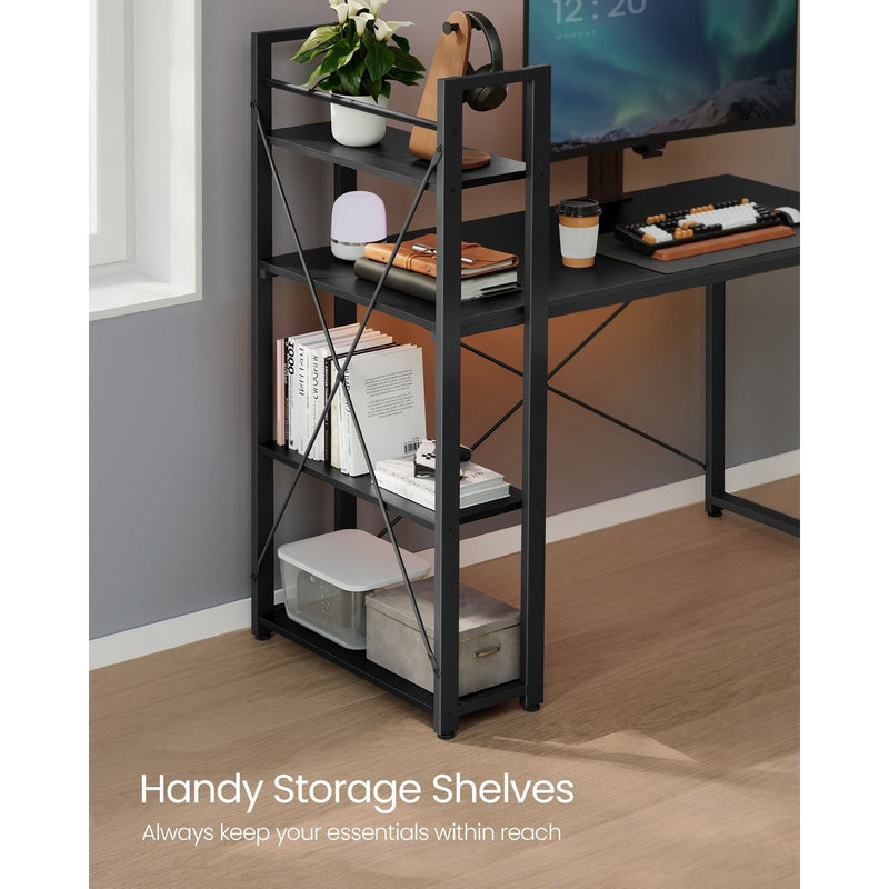 Vasagle Black Computer Desk With Shelves For Home Office