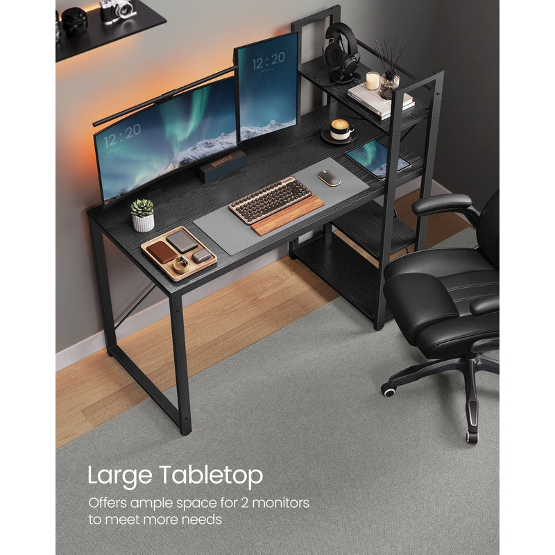 Vasagle Black Computer Desk With Shelves For Home Office