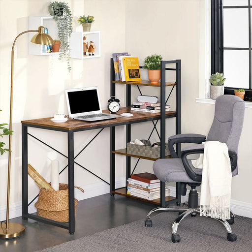 Computer Desk With Shelves Vintage Brown For Home Office by Vasagle