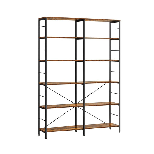 Image of a 120cm Wide Bookcase With 6 Shelves. These industrial style bookshelves from Vasagle Furniture are perfect for organising books and home decor.