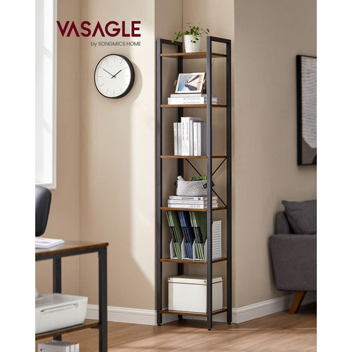 Industrial 40cm Wide Bookcase With 6 Shelves by Vasagle