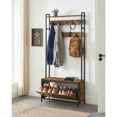Vasagle Industrial Hall Tree With Hidden Shoe Storage