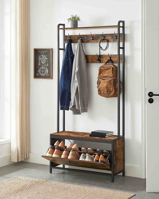 Vasagle Industrial Hall Tree With Hidden Shoe Storage