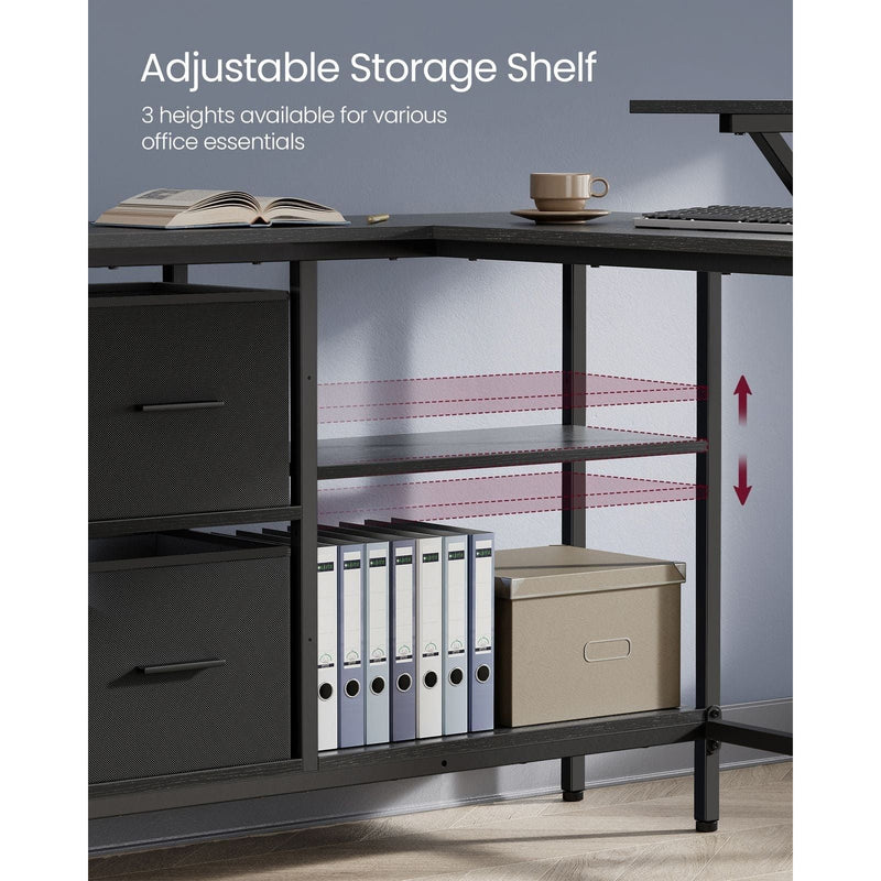 Vasagle L Shaped Home Office Desk with Drawers, 135cm Wide
