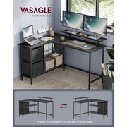 Vasagle L Shaped Home Office Desk with Drawers, 135cm Wide
