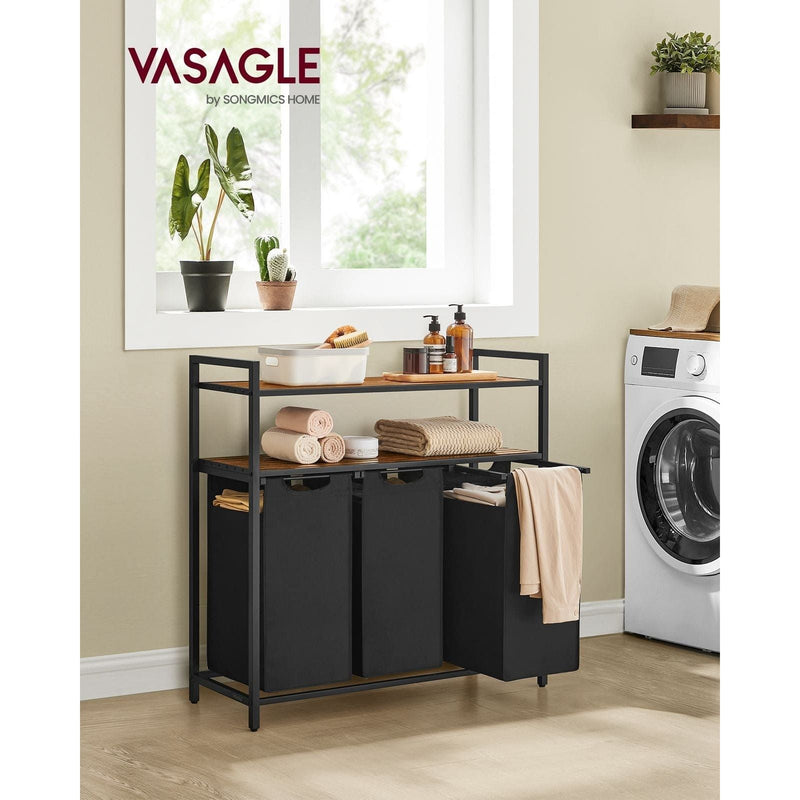 Vasagle Laundry Sorter With 3 Compartments and 2 Shelves