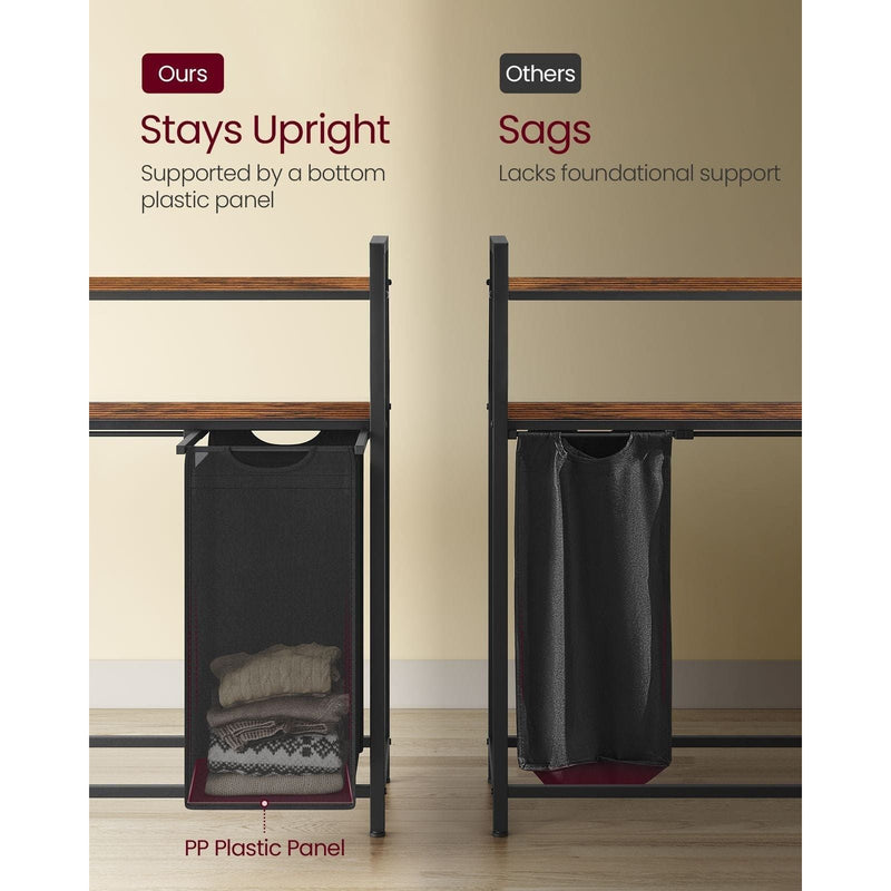 Vasagle Laundry Sorter With 3 Compartments and 2 Shelves