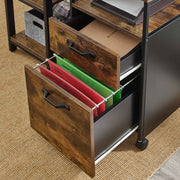 Small Under Desk Industrial Mobile Filing Cabinet For Home Office by Vasagle - Black steel frame with rustic brown body - two drawers