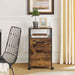 Image of a Rustic Brown Small Under Desk Filing Cabinet With Wheels by Vasagle.