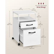 White Small Under Desk Filing Cabinet by Vasagle