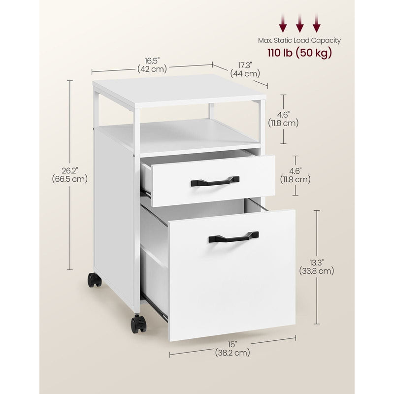 White Small Under Desk Filing Cabinet by Vasagle