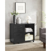 Vasagle Black Storage Cabinet With File Drawer For Home Office Organisation