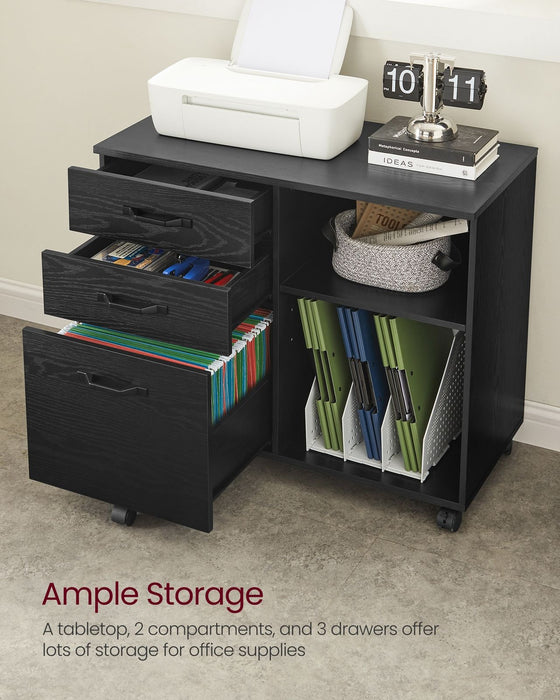 Image of a Black Vasagle Storage Cabinet With File Drawer
