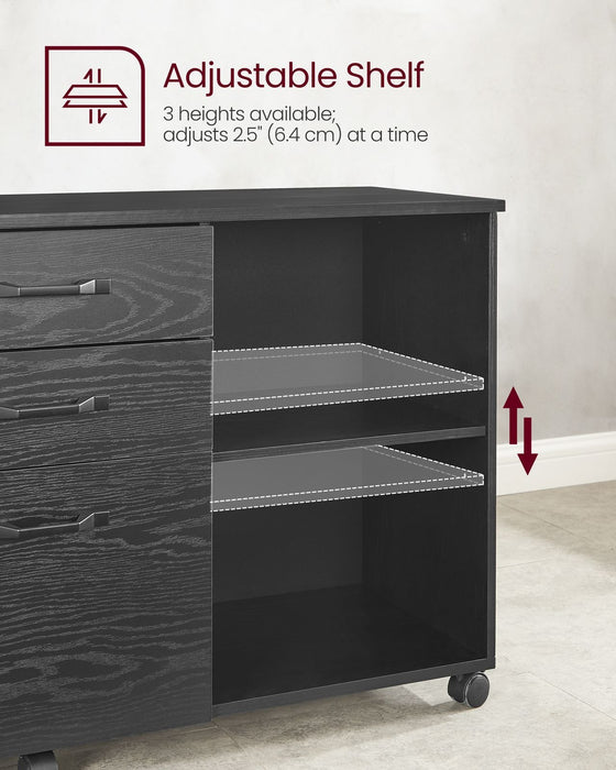 Image of a Black Vasagle Storage Cabinet With File Drawer