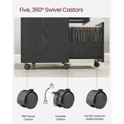 Vasagle Black Storage Cabinet With File Drawer For Home Office Organisation