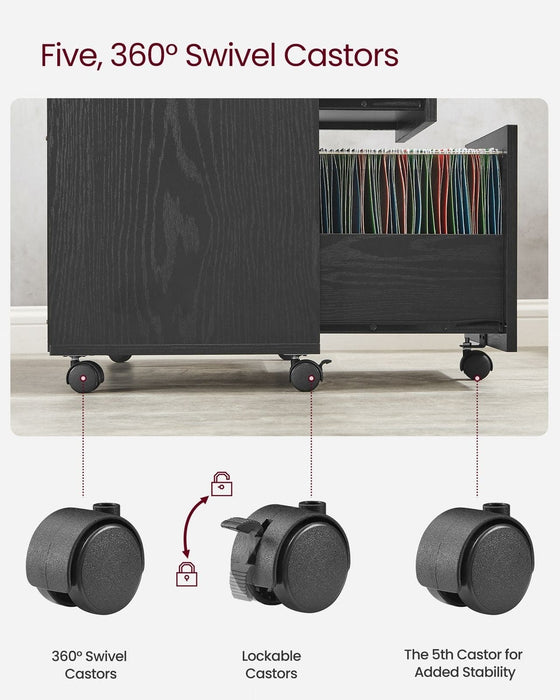 Image of a Black Vasagle Storage Cabinet With File Drawer