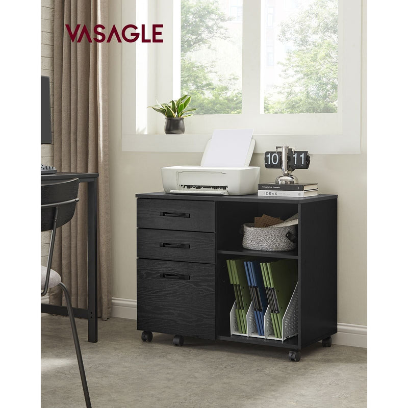 Vasagle Black Storage Cabinet With File Drawer For Home Office Organisation
