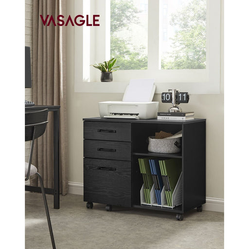 Vasagle Black Storage Cabinet With File Drawer For Home Office Organisation