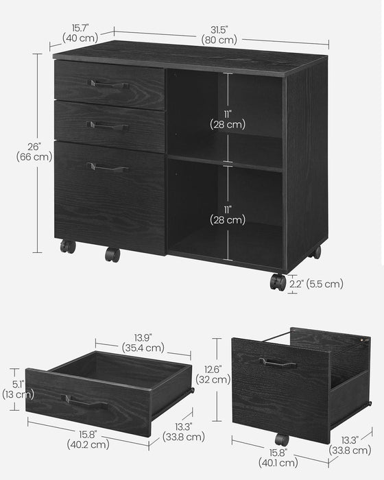 Image of a Black Vasagle Storage Cabinet With File Drawer