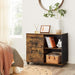 Image of a Rustic Brown and Black Vasagle Storage Cabinet With File Drawer For Home Office