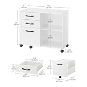 Vasagle White Storage Cabinet With File Drawer For Home Office