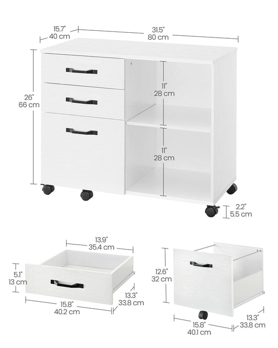 Image of a White Vasagle Storage Cabinet With File Drawer For Home Office