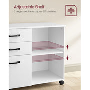 Vasagle White Storage Cabinet With File Drawer For Home Office