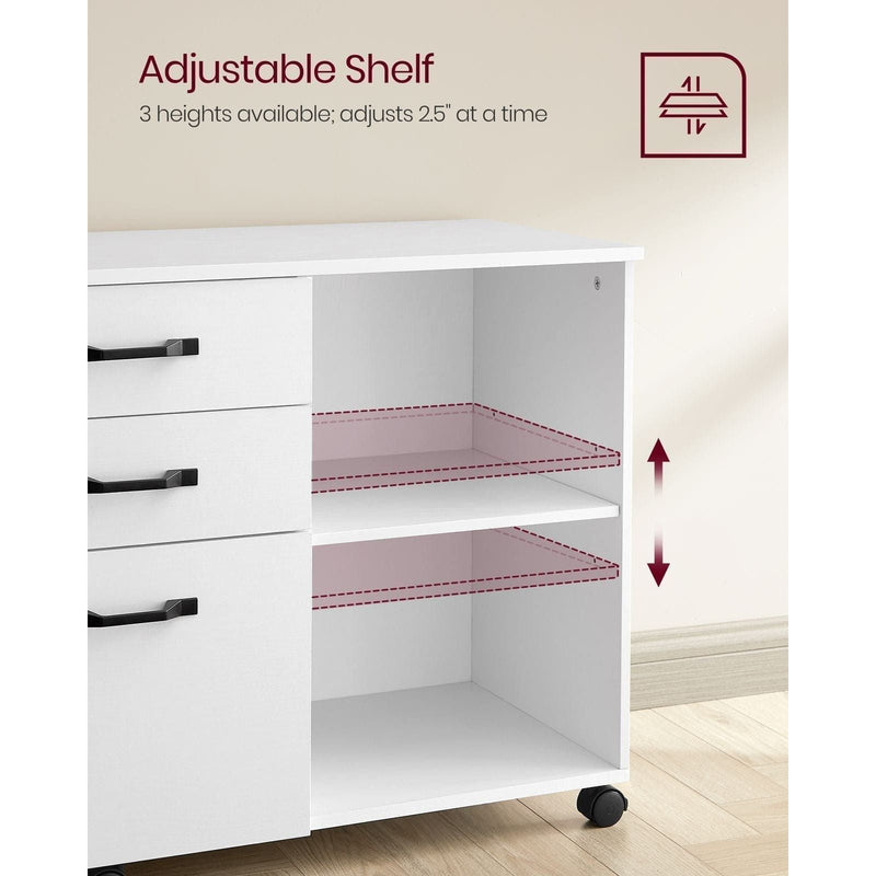 Vasagle White Storage Cabinet With File Drawer For Home Office