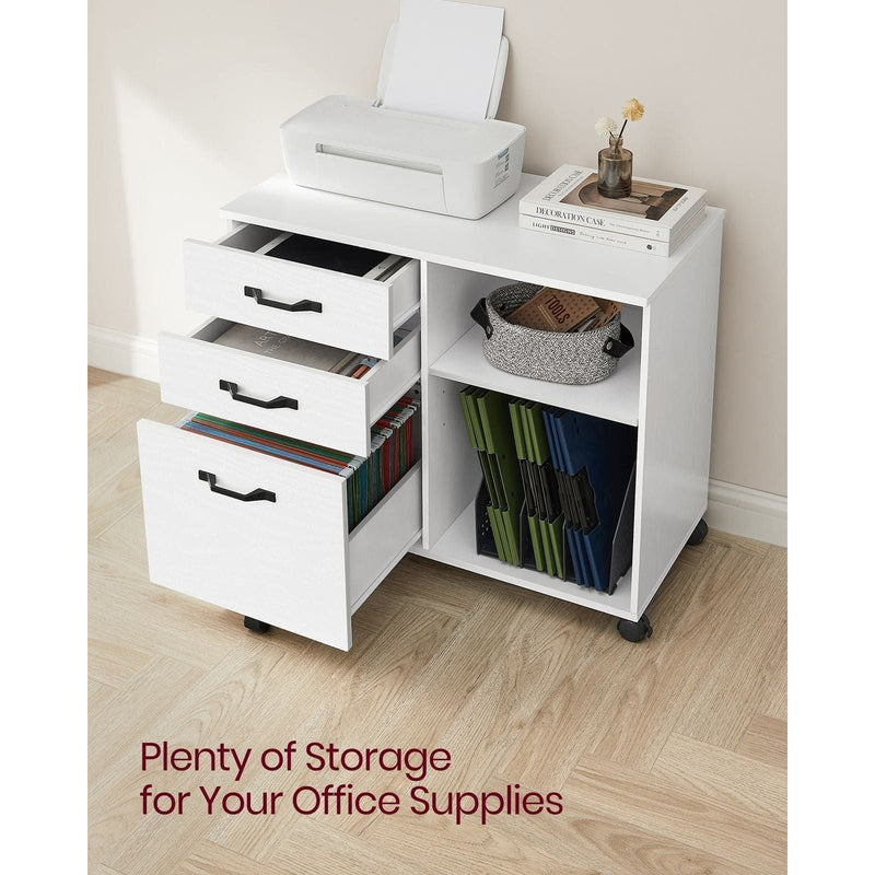 Vasagle White Storage Cabinet With File Drawer For Home Office
