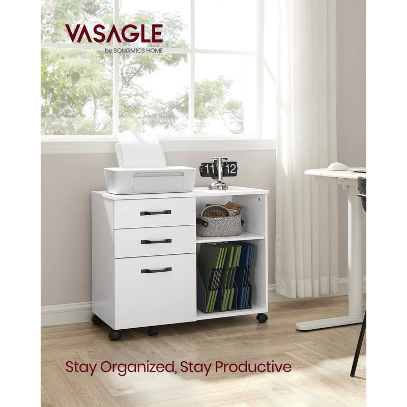 Vasagle White Storage Cabinet With File Drawer For Home Office