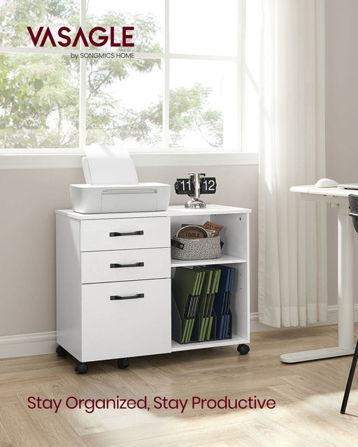 Image of a White Vasagle Storage Cabinet With File Drawer For Home Office