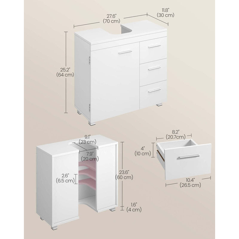 Vasagle White Under Sink Bathroom Cabinet