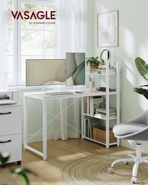 Image of a Vasagle White Computer Desk With Shelves