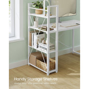 Vasagle White Computer Desk With Shelves 120cm Wide For Home Office