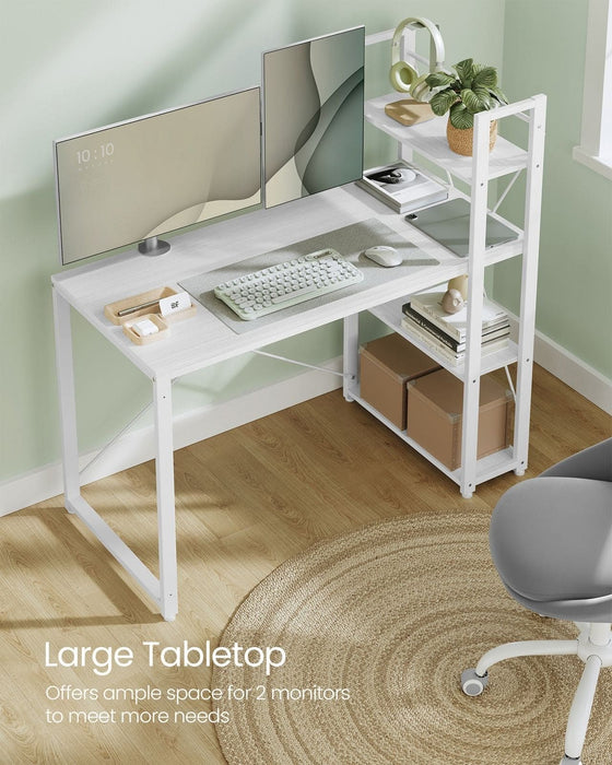 Image of a Vasagle White Computer Desk With Shelves