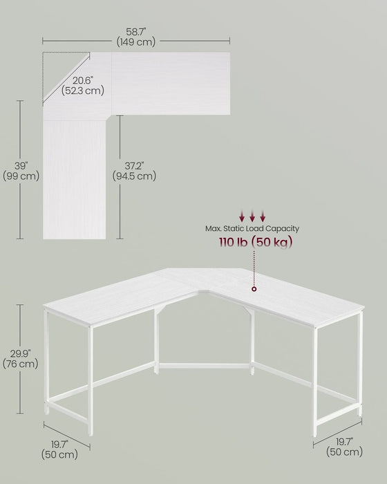 Vasagle White Corner Computer Desk