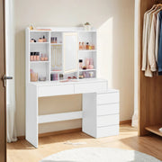 White Makeup Dressing Table with Mirror and Adjustable LED Lights 117 cm by Vasagle