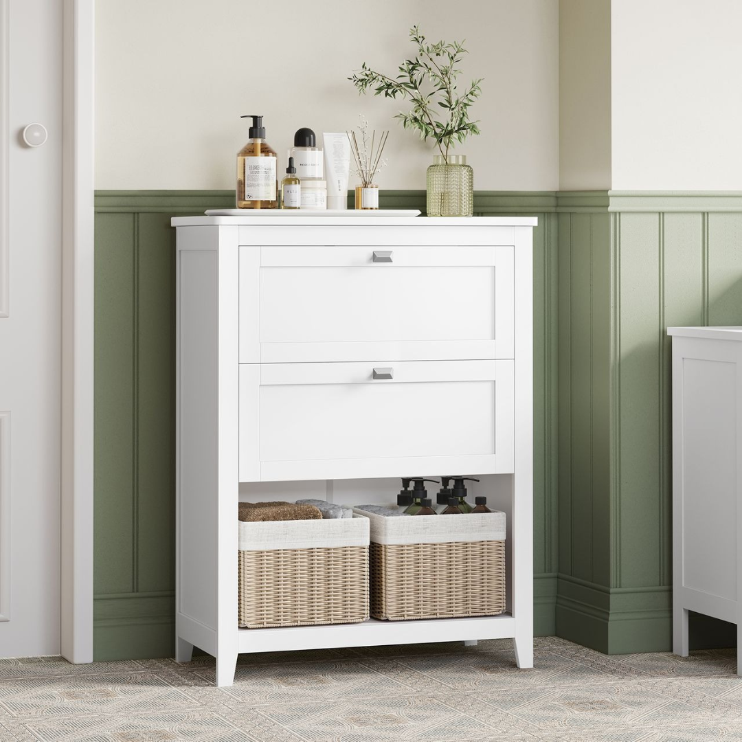 Grey Bathroom Floor Storage Cabinet with 4 Drawers