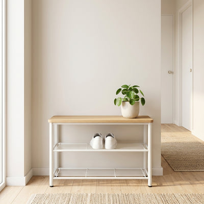 Vasagle shoe storage bench in a hallway