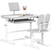 Height Adjustable Kids Desk and Chair Set with Tilted Desktop Grey by AIYAPLAY