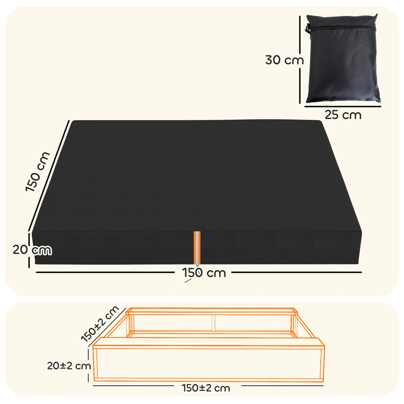 Sandpit Cover Waterproof Outdoor Protection for Clean and Dry Play Black AOSOM