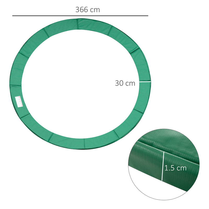 12FT Trampoline Replacement Safety Pad With Thick Foam For Outdoor Use Green AOSOM