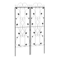 Set of 2 Metal Garden Trellises with Leaf Design for Climbing Plant Support and Decor
