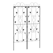 Set of 2 Metal Garden Trellises with Leaf Design for Climbing Plant Support and Decor