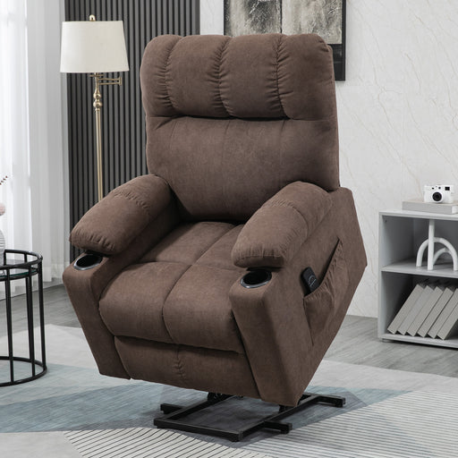 Electric Riser Recliner Chair With Remote Control For Elderly Comfort And Support Dark Brown